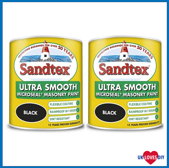 2 X SANDTEX MICROSEAL MASONRY BLACK 1LT