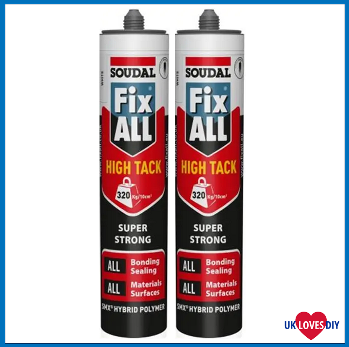 2 X SOUDAL FIXALL WHITE SEALANT GLUE 290ML