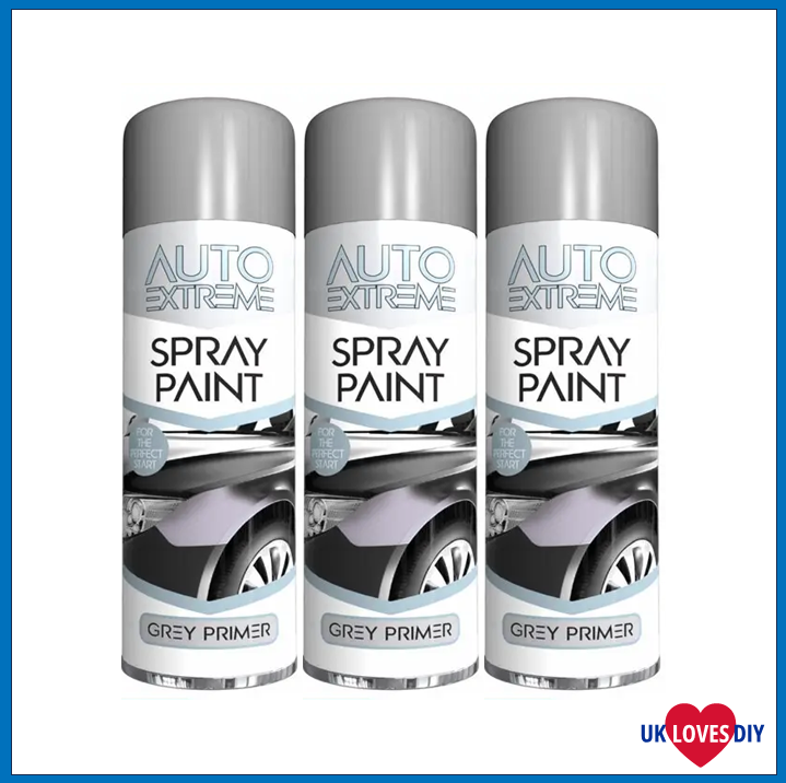 3 X AUTO EXTREME GREY PRIMER SPRAY PAINT 250ML