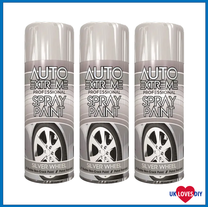 3 X AUTO EXTREME SILVER WHEEL GLOSS SPRAY PAINT 400ML