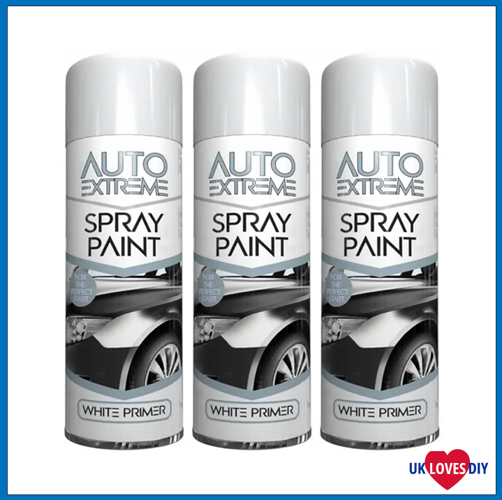 3 X AUTO EXTREME WHITE PRIMER SPRAY PAINT 250ML