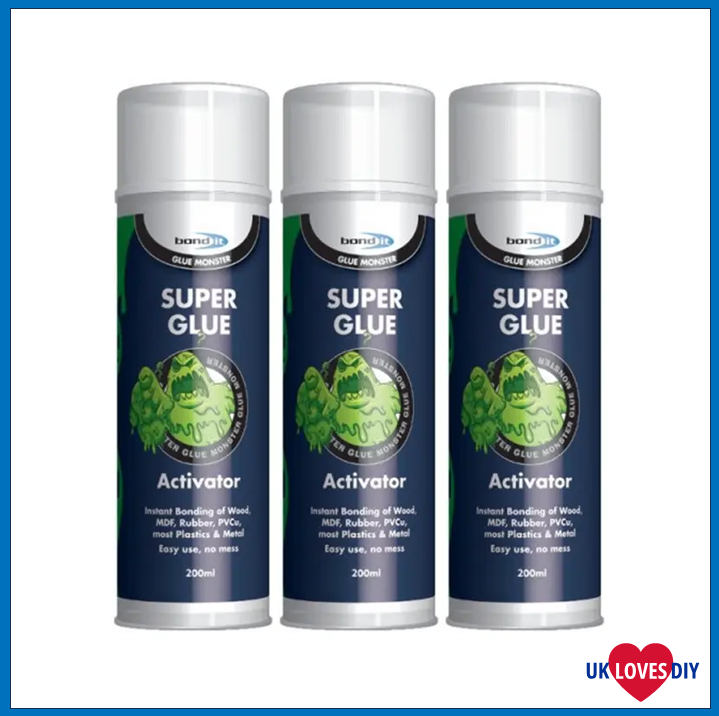 3 X BOND IT SUPERGLUE ACTIVATOR 200ML