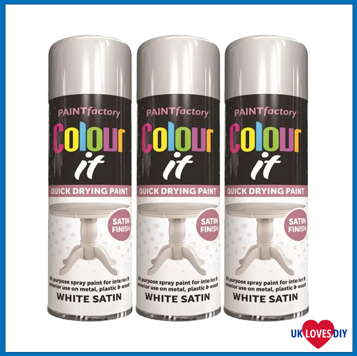 3 X COLOUR IT - WHITE SATIN SPRAY PAINT 250ML