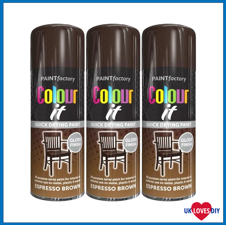 3 X COLOUT IT-ESPRESSO BROWN GLOSS SPRAY PAINT 400ML