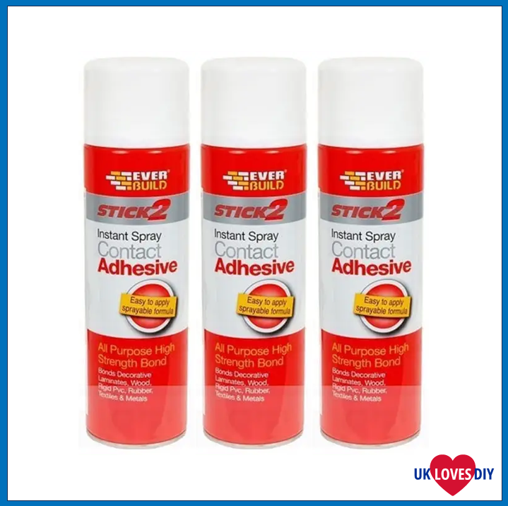 3 X EVERBUILD CONTACT SPRAY ADHESIVE 500ML