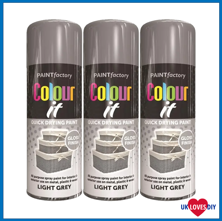 3 X PAINT FACTORY COLOUR IT- LIGHT GREY SPRAY PAINT 400ML