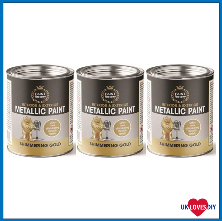 3 X PAINT FACTORY COLOUR IT TIN METALLIC GOLD PAINT 300ML