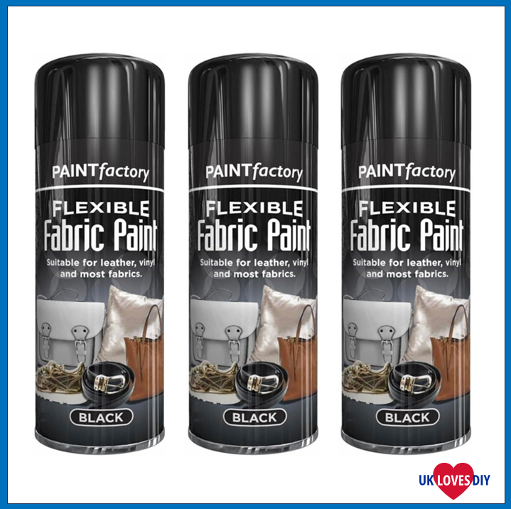 3 X PAINT FACTORY FLEXIBLE FABRIC SPRAY PAINT BLACK 200ML