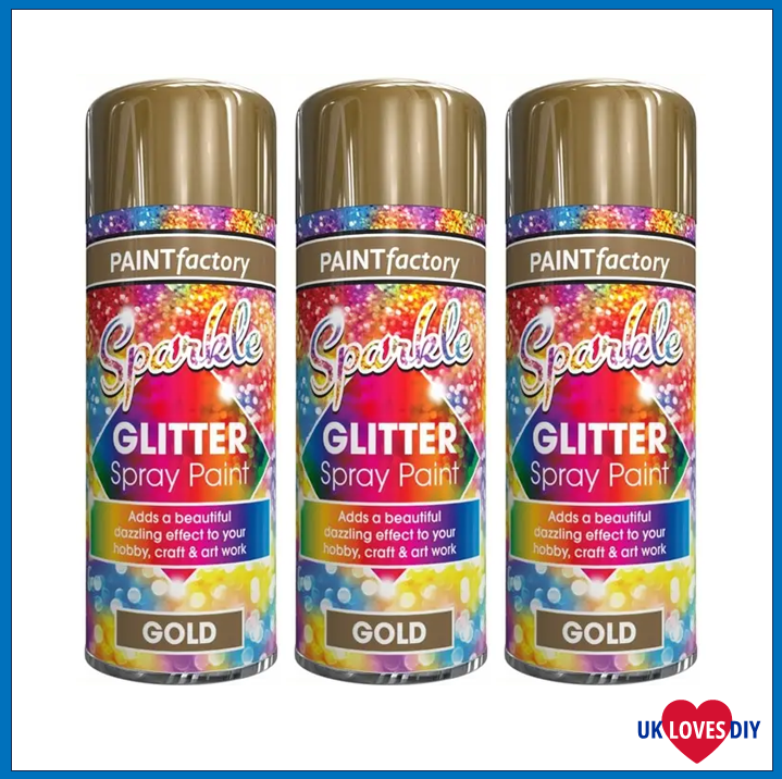 3 X PAINT FACTORY GLITTER GOLD SPRAY PAINT 200ML