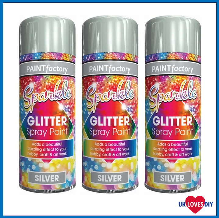 3 X PAINT FACTORY GLITTER SILVER SPRAY PAINT 200ML