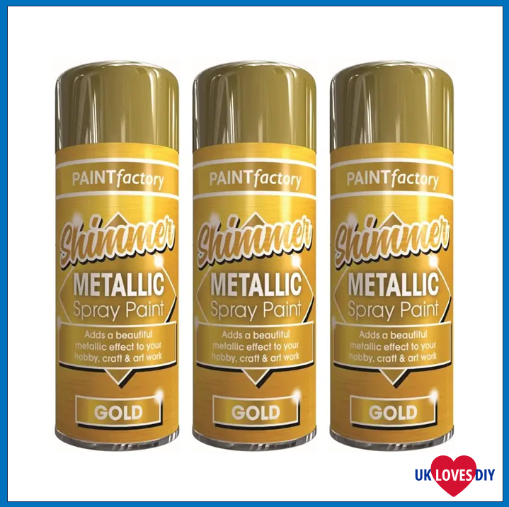 3 X PAINT FACTORY METALLIC GOLD SPRAY PAINT 200ML
