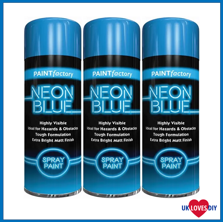 3 X PAINT FACTORY NEON BLUE SPRAY PAINT 200ML