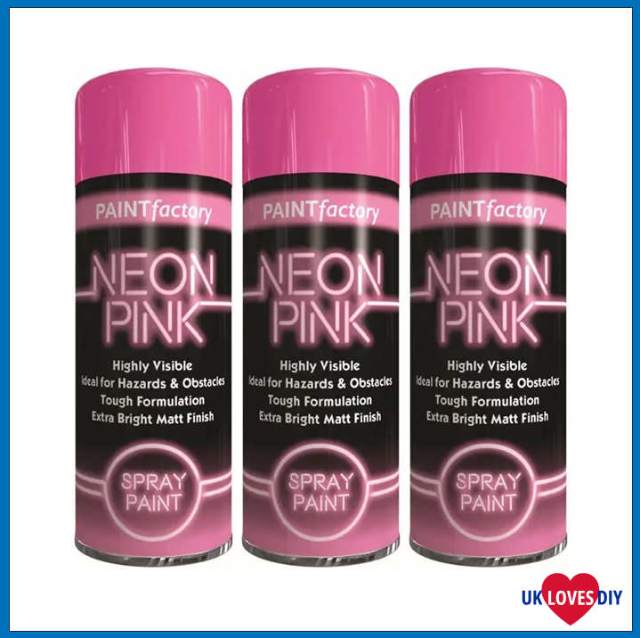 3 X PAINT FACTORY NEON PINK SPRAY PAINT 200ML