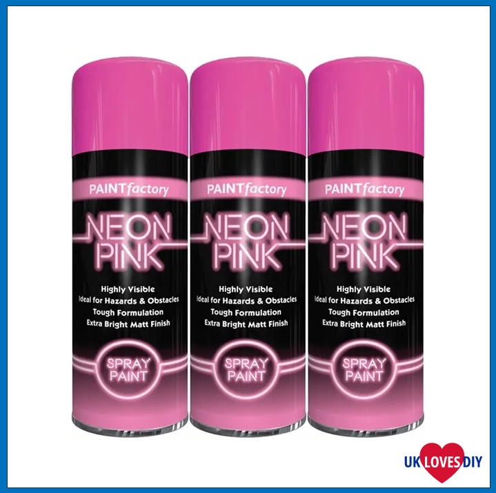 3 X PAINT FACTORY NEON PINK SPRAY PAINT 400ML