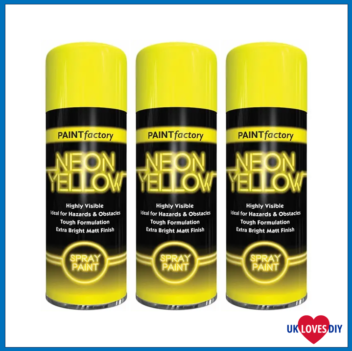 3 X PAINT FACTORY NEON YELLOW SPRAY PAINT PAINT 400ML