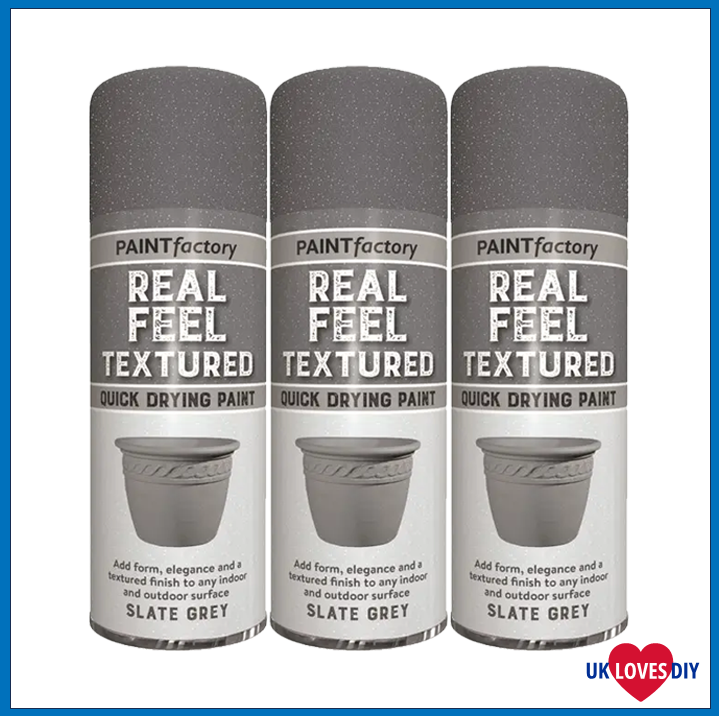 3 X PAINT FACTORY TEXTURED EFFECT GREY SPRAY PAINT 400ML