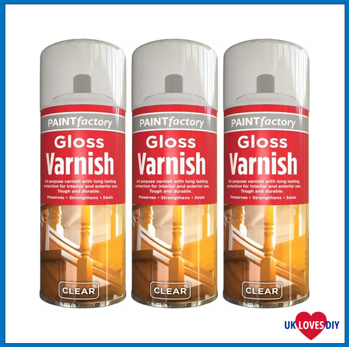 3 X PAINT FACTORY VARNISH CLEAR GLOSS SPRAY 250ML