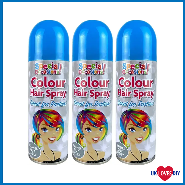 3 X PARTY COLOUR HAIR SPRAY BLUE 200ML