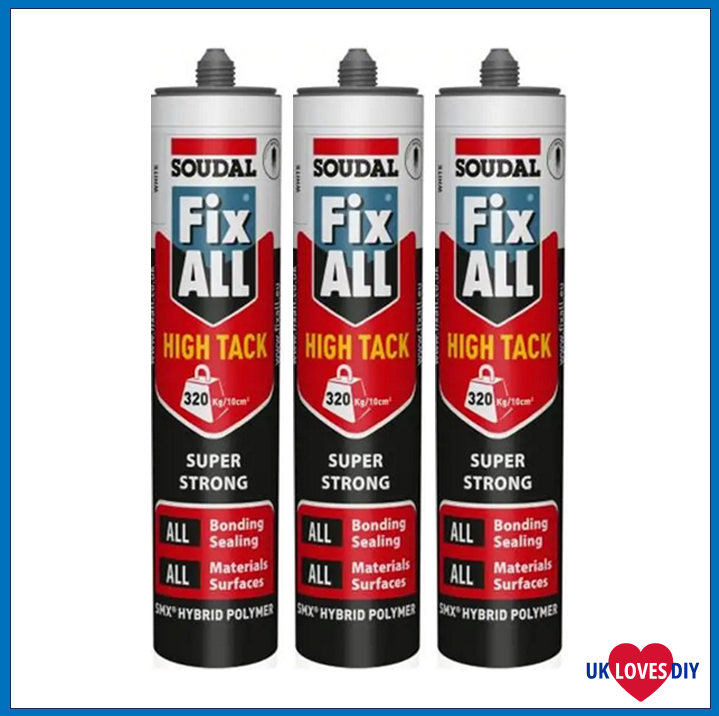 3 X SOUDAL FIXALL WHITE SEALANT GLUE 290ML