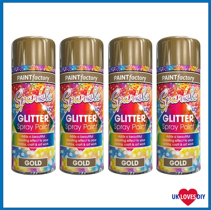 4 X PAINT FACTORY GLITTER GOLD SPRAY PAINT 200ML