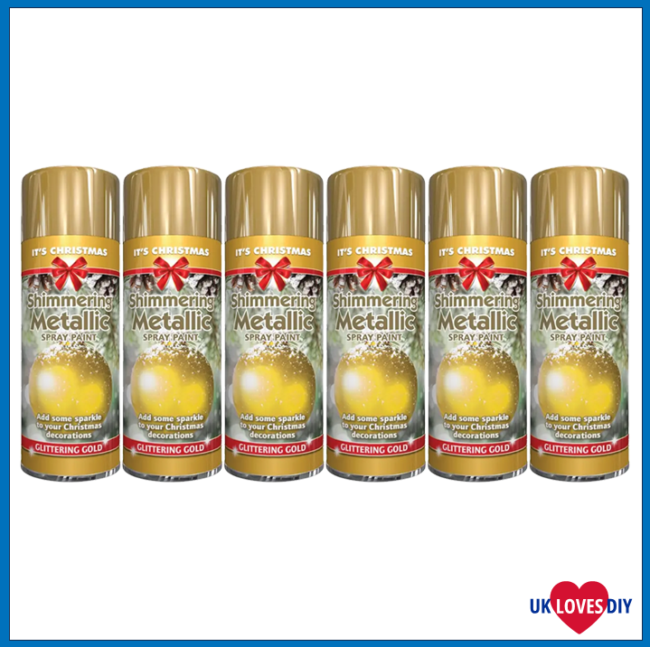 6 X PAINT FACTORY CHRISTMAS METALLIC GOLD SPRAY PAINT 200ML