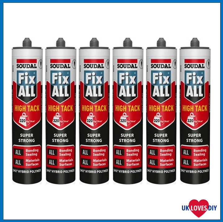 6 X SOUDAL FIXALL WHITE SEALANT GLUE 290ML