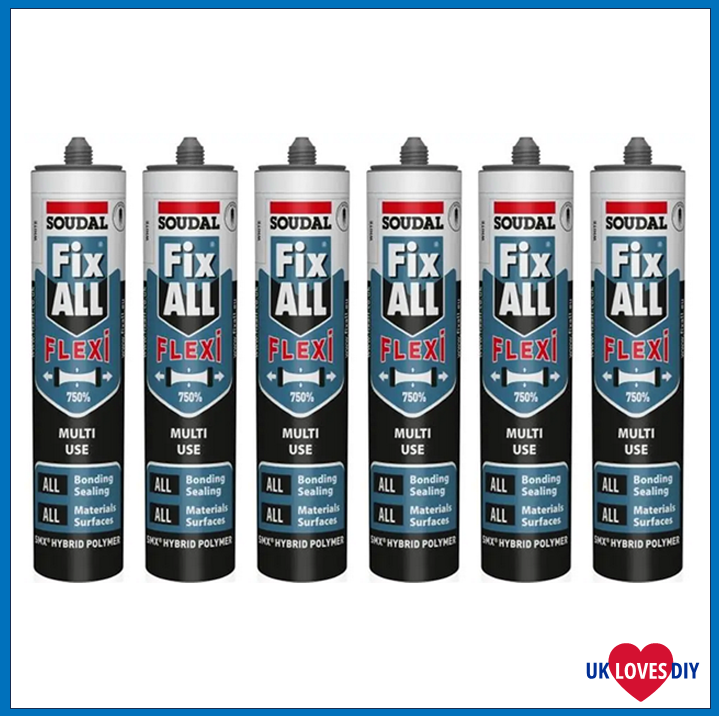 6 X SOUDAL WHITE FIX ALL FLEXI FILLER 290ML