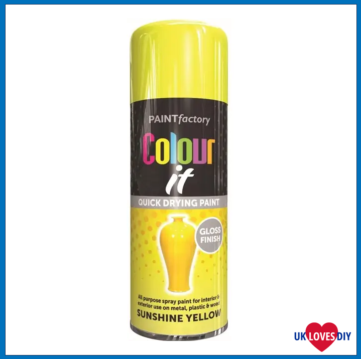 PAINT FACTORY COLOUR IT-SUNSHINE YELLOW GLOSS SPRAY PAINT 400ML