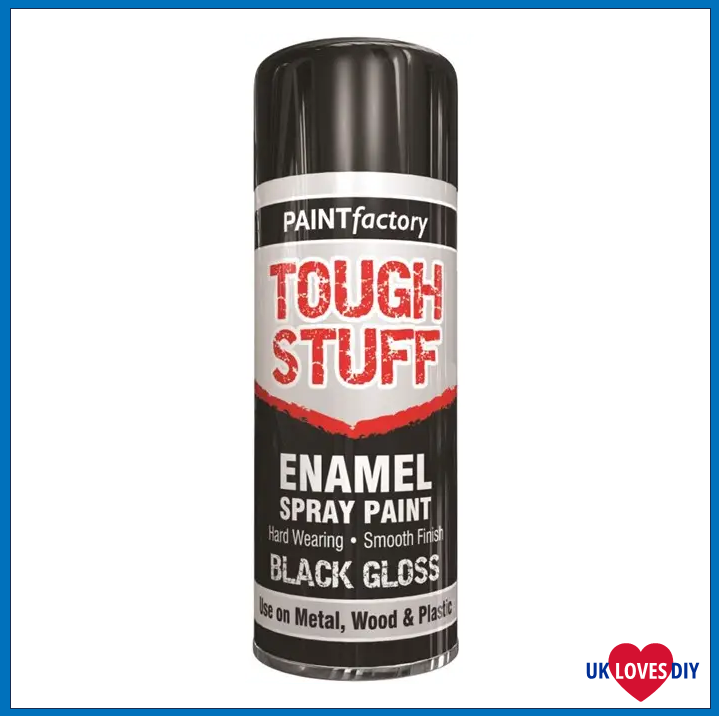 PAINT FACTORY TOUGH STUFF ENAMEL BLACK GLOSS SPRAY PAINT 400ML