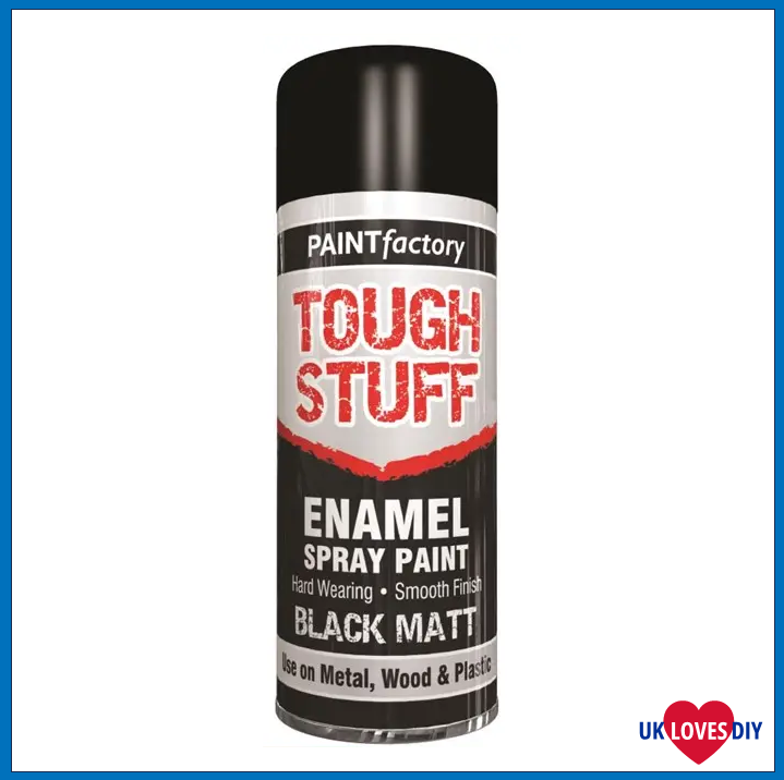 PAINT FACTORY TOUGH STUFF ENAMEL BLACK MATT SPRAY PAINT 400ML